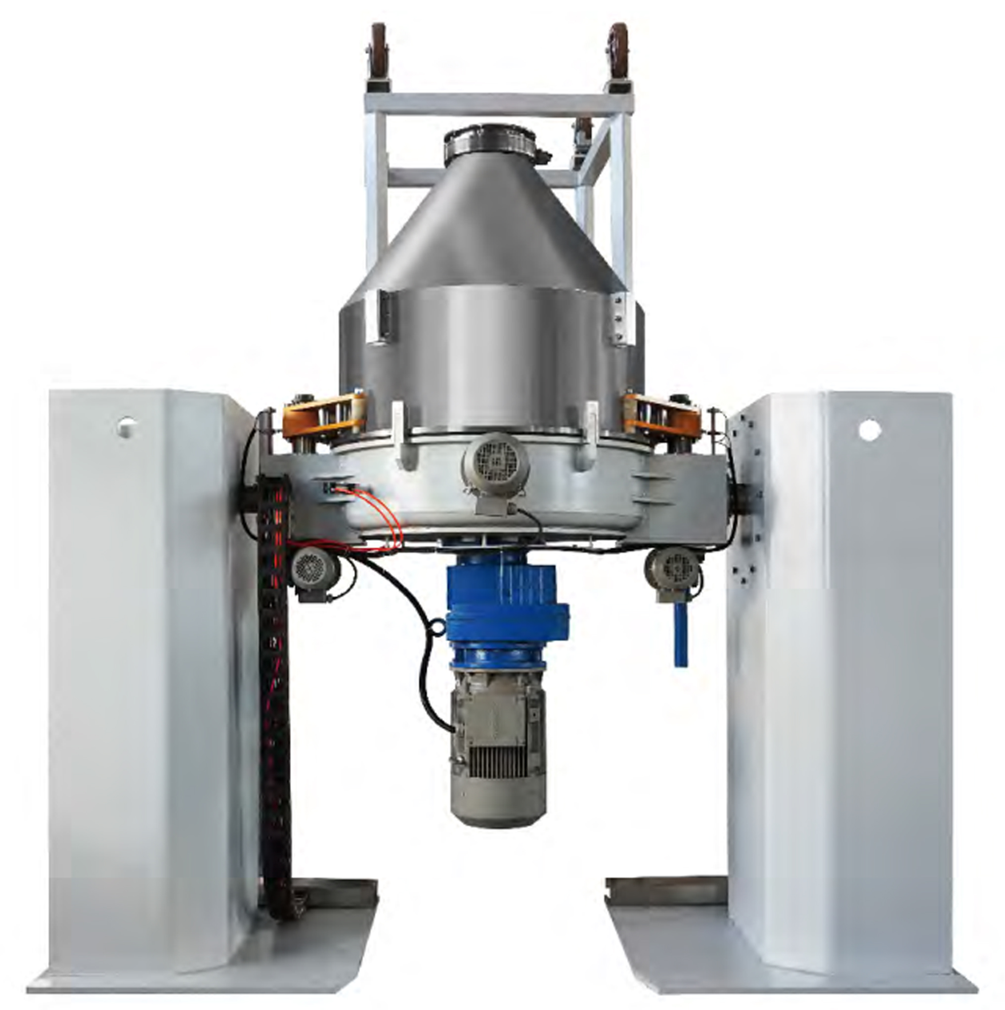 Miscelatore centrifugo pneumatico elettrostatico per contenitori di polvere